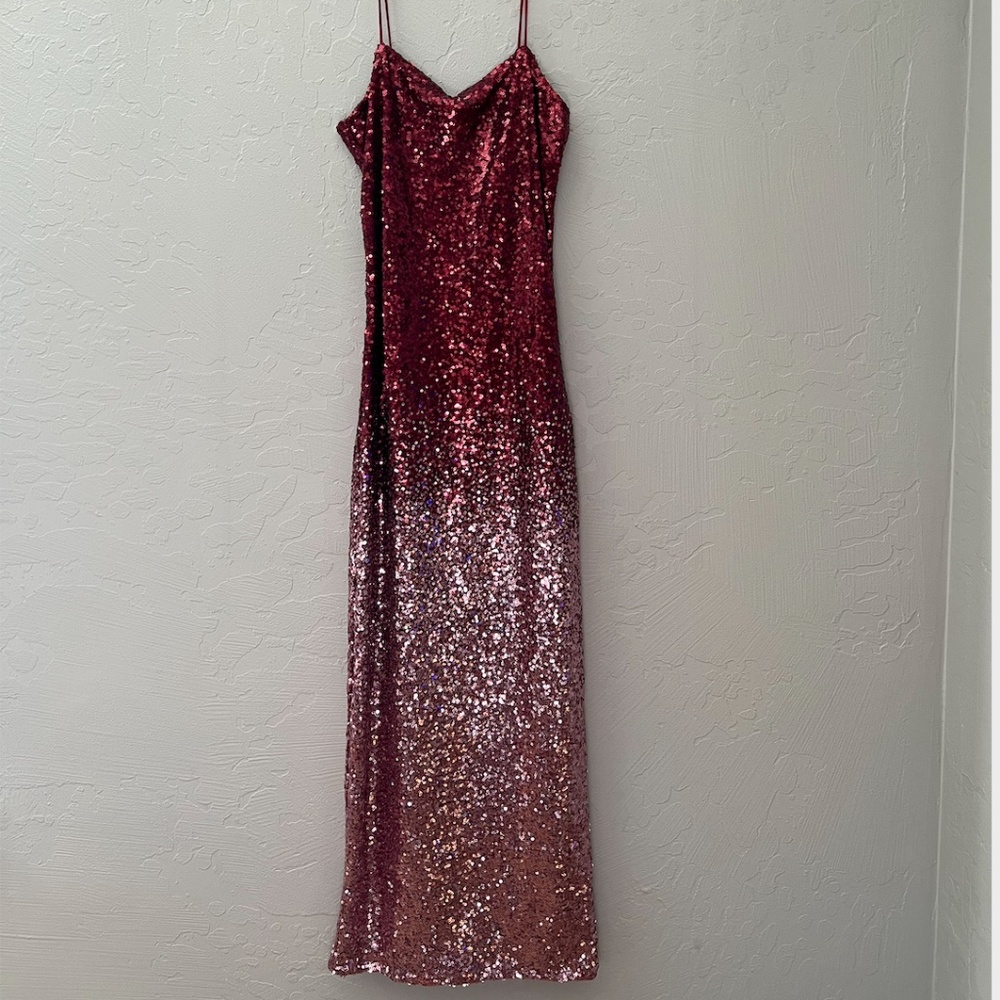 red ombre sequin dress